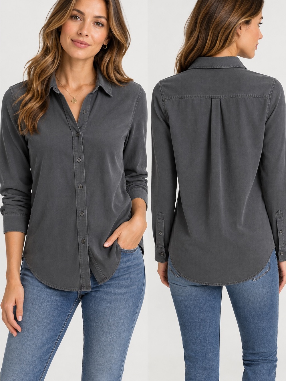 Quince Black Washable Stretch Silk Button-Down Shirt – Size XS